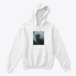 Felpa con cappuccio bianca con grafica Reaven Moon Glow