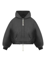 Felpa con cappuccio e zip in maglia termica nera Reaven