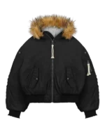 Giacca bomber in pelliccia nera Reaven