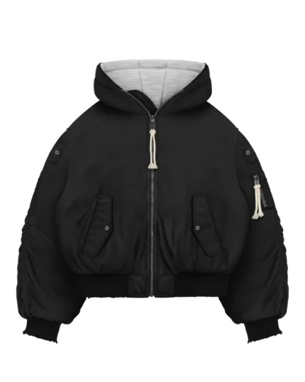 Giacca bomber in pelliccia nera Reaven