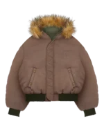 Giacca bomber foderato in pelliccia verde oliva Reaven