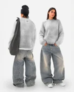 Maglia in mohair grigio perla Reaven