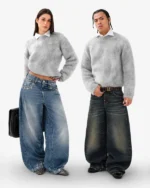 Maglia in mohair grigio perla Reaven