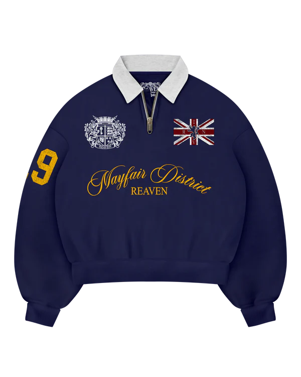 Polo Reaven Navy Mayfair con mezza zip Polo Reaven Navy Mayfair con mezza zip